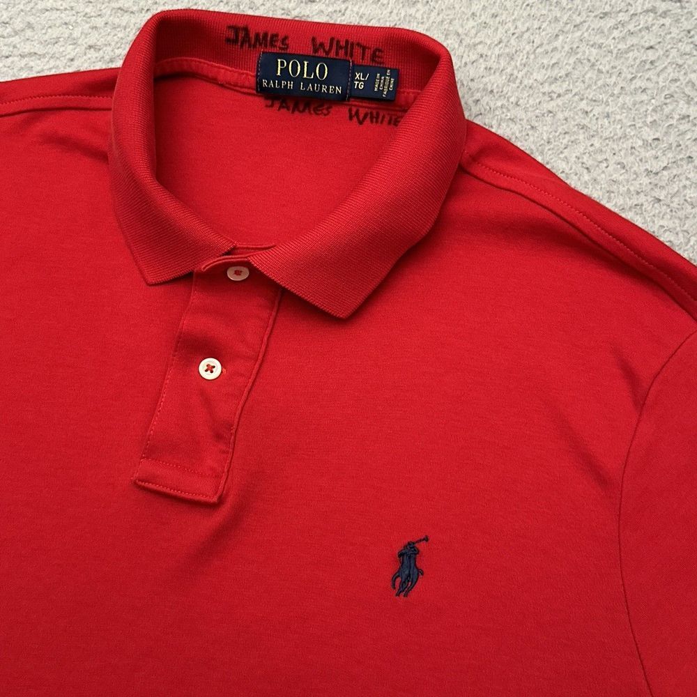 Polo Ralph Lauren Short Sleeve Polo Shirt Men's‎ XL Red Stretch Preppy Golf